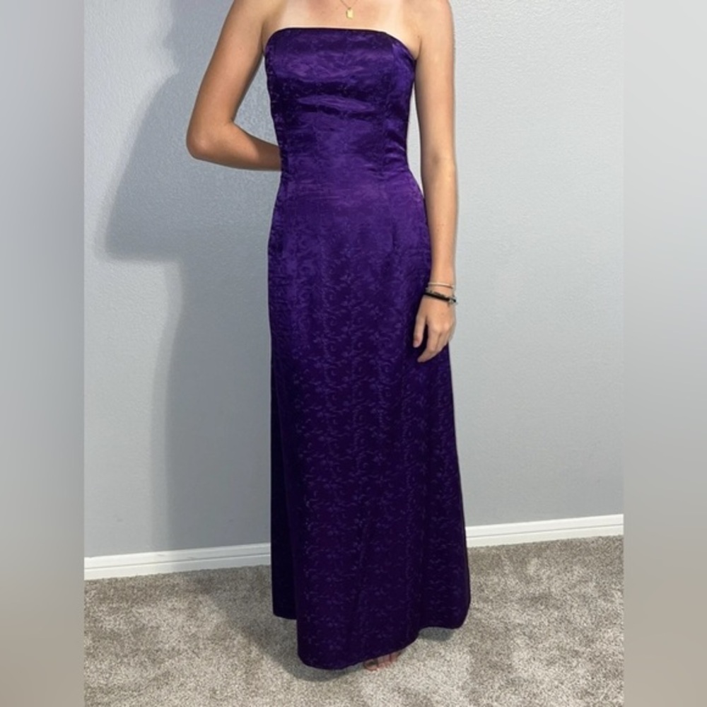 Vintage Jessica McClintock Purple Strapless black tie Dress Y2K 80s size 10 long
